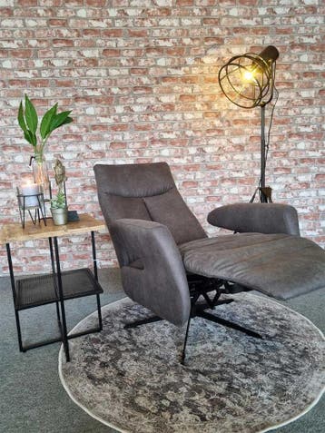 Relaxfauteuil Borculo handbediend microvezelstof antraciet, Huis en Inrichting, Fauteuils, Verzenden, 75 tot 100 cm, Zo goed als nieuw