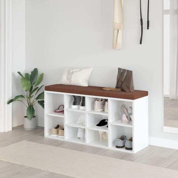 vidaXL Schoenenrek 103x30x48 cm bewerkt hout hoogglans wit, Verzenden, Nieuw