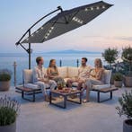 Parasol Artemis, 360° draaibaar, LED-solar, 3,5 x 3,5 m - gr, Verzenden, Nieuw