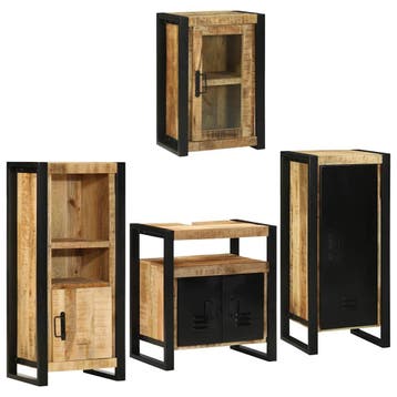 vidaXL Badkamermeubelset 4 st Bruin Massief Mango Hout, Verzenden, Nieuw, Overige typen