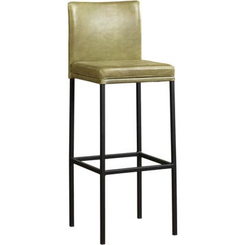 Set van 6 Leren barkruk Break hoog - Vintage Olive, Ophalen of Verzenden, Nieuw, Leer