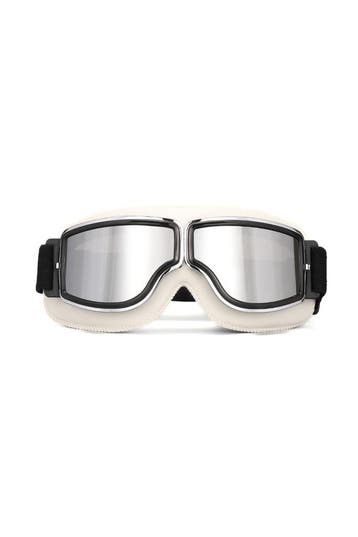 Goggles Motorbril Skibril Bril Wit Montuur Zilveren Spiegelg, Ophalen of Verzenden, Nieuw, Overige maten, Carnaval