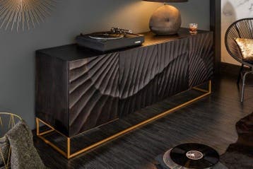 Massief dressoir SCORPION 177 cm zwart mangohout met, Ophalen of Verzenden, Nieuw