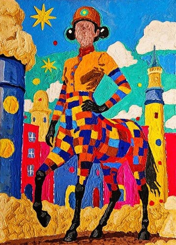 Roberta Giuffrè - Centaur, Antiek en Kunst, Kunst | Schilderijen | Modern