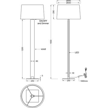 LED Vloerlamp - Trion Hula - E27 Fitting - Rond - Dimbaar -, Ophalen of Verzenden, Nieuw, Metaal, Overige fittingen