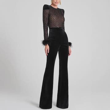 Elegante Dames Jumpsuit met Fluweel en Pailletten - Lange Mo, Verzenden, Nieuw