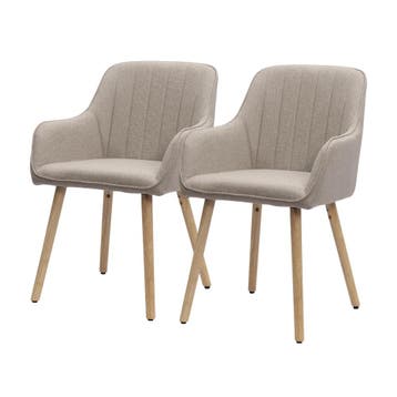 Eetkamerstoelen - Set van 2 - Met armleuning - Kaki - HMLUXU, Verzenden, Zo goed als nieuw