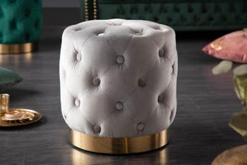 Design kruk MODERN BAROK 37cm edel grijs goud fluweel, Ophalen of Verzenden, Nieuw