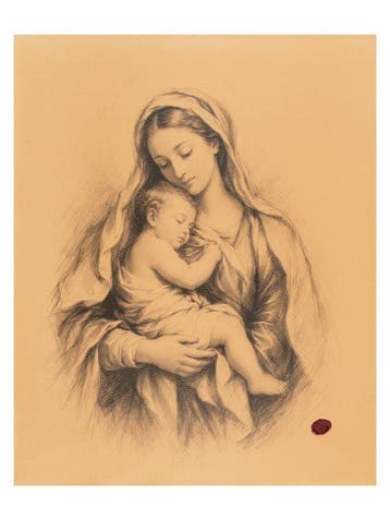 Madonna della Tenerezza – Afdruk op Leer 85,00 x 68,00 cm -