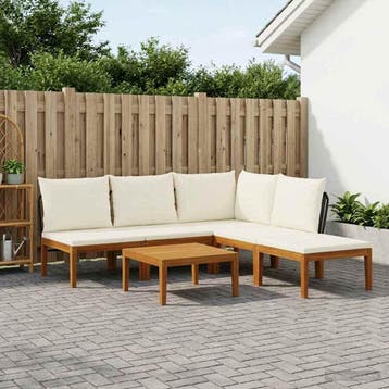 vidaXL 6 st Massief acaciahout & touw Naturel, Verzenden, Nieuw, 6 zitplaatsen