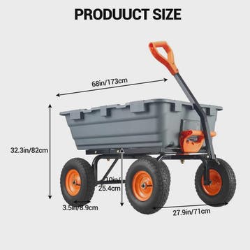 Poly Tuin Kipkar met Stalen Frame en 2-in-1 Handvat - 360kg, Tuin en Terras, Verzenden, Nieuw