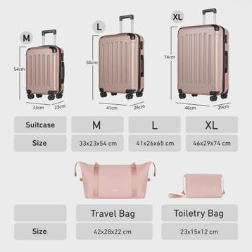 YONSLY 5-delige Reisbagage Set: Koffers, Reistas & Toilettas, Verzenden, Nieuw