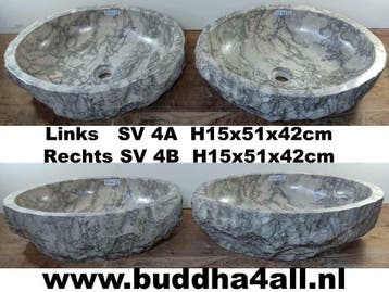 natuursteen waskom set - wit / grijs / beige, Ophalen of Verzenden, Nieuw
