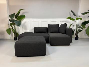 HAY Mags Sofa Grijs Stof Hoekbank Bank Modulair + Poef, Hoekbank, Tweepersoons, Ophalen of Verzenden, Zo goed als nieuw