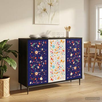 vidaXL Dressoir MAINZ Zwart eiken 102 x 33 x 76 cm Bewerkt, Huis en Inrichting, Kasten | Dressoirs, Verzenden, Nieuw, Overige houtsoorten