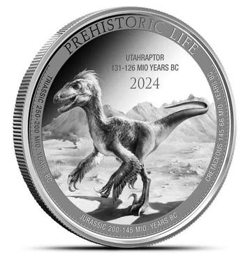 Congo. 20 Francs 2024 – Prehistoric: Utahraptor – 1 oz