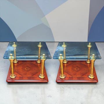 Bijzettafel (2) - Hout, Messing - Louis XVI-ontwerp