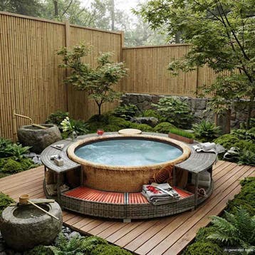 vidaXL Hottub-ombouw poly rattan grijs, Verzenden, Nieuw