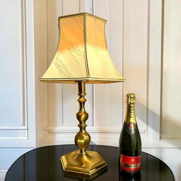 Tafellamp - Vintage Hollywood Regency massief messing, Nieuw