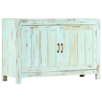 vidaXL Dressoir 110x35x70 cm massief mangohout lichtblauw, Verzenden, Nieuw, Overige houtsoorten, Minder dan 50 cm