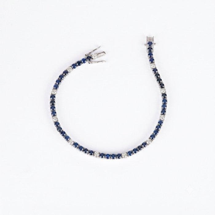 Armband - 18 karaat Witgoud - 12.83ct. tw. Saffier - Diamant, Sieraden, Tassen en Uiterlijk, Armbanden