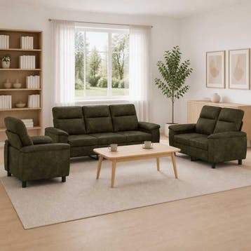 vidaXL Bankstel 3 pcs Bruin Nep Suede Leer, Verzenden, Nieuw, 200 tot 250 cm