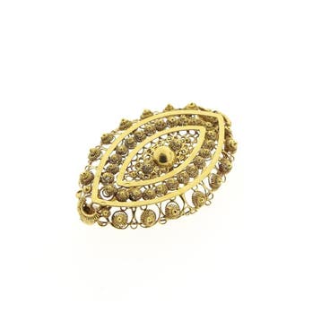 Gouden broche met Zeeuwse knopen, Ophalen of Verzenden, Gebruikt, Overige kleuren, Goud