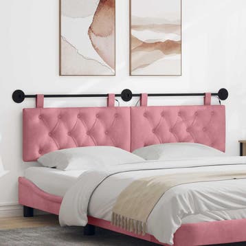 vidaXL Hangend hoofdbord Roze Fluweel, Verzenden, Nieuw, Stof