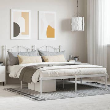 vidaXL Bedframe met hoofdbord metaal wit 180x200 cm, Huis en Inrichting, Eenpersoons, Verzenden, Wit, Nieuw