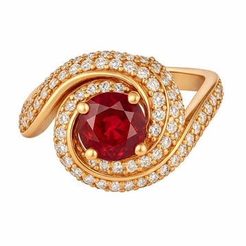 Ring - 18 karaat Roségoud - 2.66ct. tw. Robijn - Diamant -, Nieuw