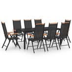 vidaXL 9-delige Tuinset aluminium zwart, Tuin en Terras, Tuinsets en Loungesets, Verzenden, Nieuw, Aluminium, Tuinset