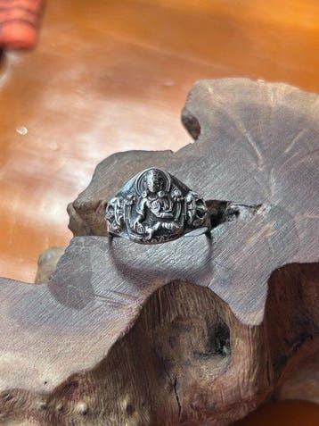 Zilver - Ring - 925 zilver Groene Tara, Antiek en Kunst