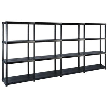 vidaXL Opbergrek 4-laags 244x30,5x130 cm kunststof zwart, Huis en Inrichting, Kasten | Stellingkasten, Verzenden, Nieuw