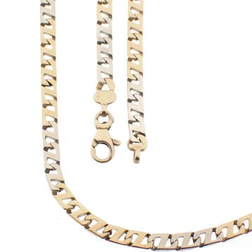 Bicolor fantasie schakelketting, Ophalen of Verzenden, Gebruikt, Overige kleuren, Goud