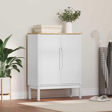 vidaXL Dressoir FLORO Wit 70 x 30 x 70,5 cm Massief, Huis en Inrichting, Kasten | Dressoirs, Verzenden, Nieuw, Grenenhout, Minder dan 50 cm