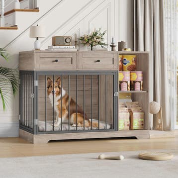 Hondenmand Meubel 120cm met Lades & Open Vakken - Wit/Bruin, Verzenden, Nieuw
