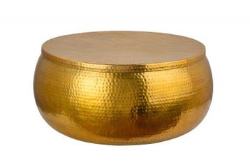 Ronde salontafel ORIENT STORAGE 70cm goud metaal met, Huis en Inrichting, Tafels | Salontafels, Ophalen of Verzenden, Nieuw