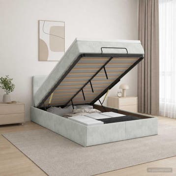 vidaXL Ottoman bed met matras Lichtgrijs 120 x 190 cm, Verzenden, Nieuw, Stof