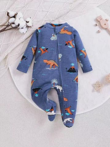 Katoenen Newborn Pyjama met Voetjes en Ritssluiting - Romper, Verzenden, Nieuw