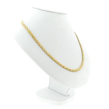 Tricolor gouden fantasieschakel ketting, Sieraden, Tassen en Uiterlijk, Kettingen, Ophalen of Verzenden, Gebruikt, Goud, Goud