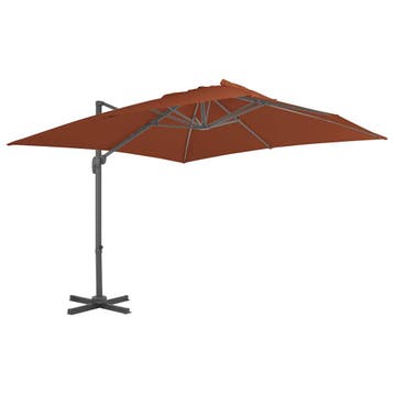 vidaXL Zwevende parasol met aluminium paal terracotta, Verzenden, Nieuw, Meer dan 4 meter
