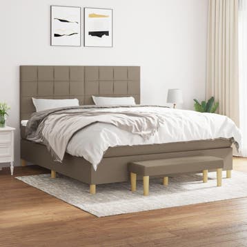 vidaXL Boxspring met matras stof taupe 180x200 cm, Huis en Inrichting, Slaapkamer | Bedden, Eenpersoons, Verzenden, Nieuw, 80 cm