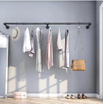 Wandmontage Kledingrek Industrieel – 180 cm Buis met Haken, Kleding | Dames, Verzenden, Nieuw