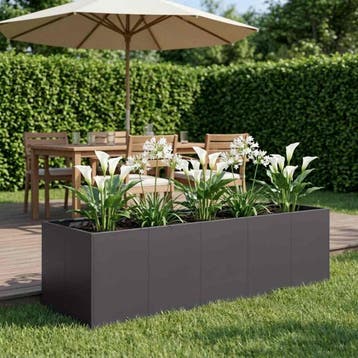 vidaXL Plantenbak Zwart 200 x 80 x 60 cm Koudgewalst staal, Verzenden, Nieuw, Metaal, 60 tot 100 cm