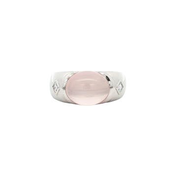 Witgouden ring met rozenkwarts en diamant 18 karaat, Verzenden, Zo goed als nieuw, Goud
