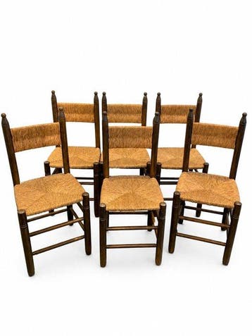 Stoel - Silkwood - Set van zes vintage stoelen – massief