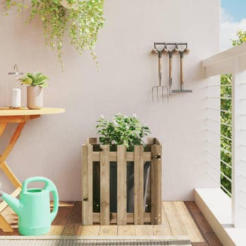 vidaXL Plantenbak met hekontwerp 50x50x50 cm geïmpregneerd, Verzenden, Minder dan 60 cm, Nieuw, Hout