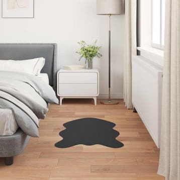 vidaXL Antislip vloerkleed van imitatie konijnenbont OLITE, Verzenden, Nieuw, Zwart