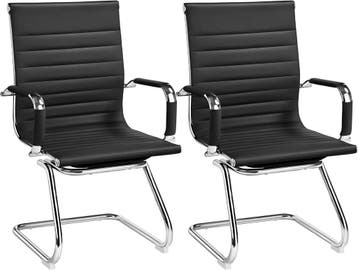 2dekans | Eetkamerstoelen met Armleuningen Set van 2 PU, Huis en Inrichting, Ophalen of Verzenden, Zo goed als nieuw, Zwart