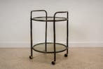 Serveerwagen - twee gerookte planken - Legering, Glas -